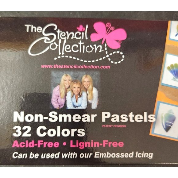The Stencil Collection Pastels Non-Smear Acid Free 32 Half Sticks Square NIB - Picture 2 of 6